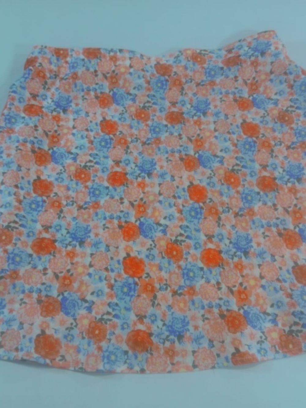 No Boundaries Floral A-Line Skirt in Orange and Blue